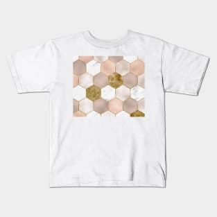 Taupe carat and marble hexagons Kids T-Shirt